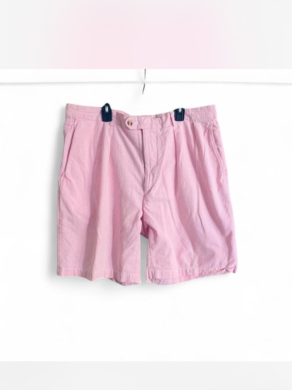 Preppy Peter Millar Pink White striped Flat-Front Men’s Shorts size 38R